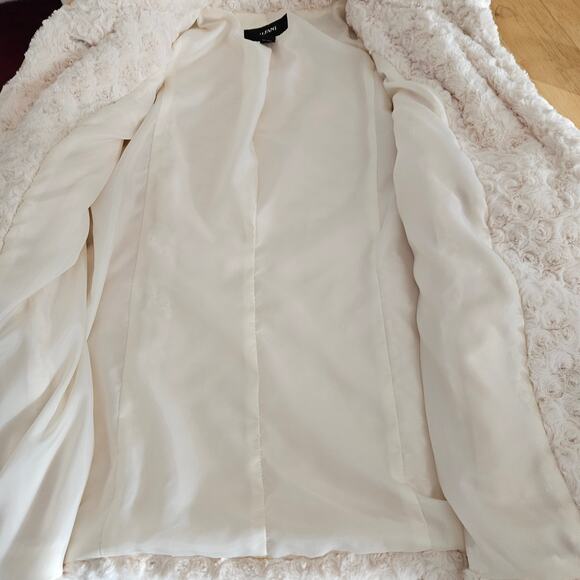 Alfani Faux Fur Rosette Coat Button Front Cream Sz L EUC - Picture 8 of 9